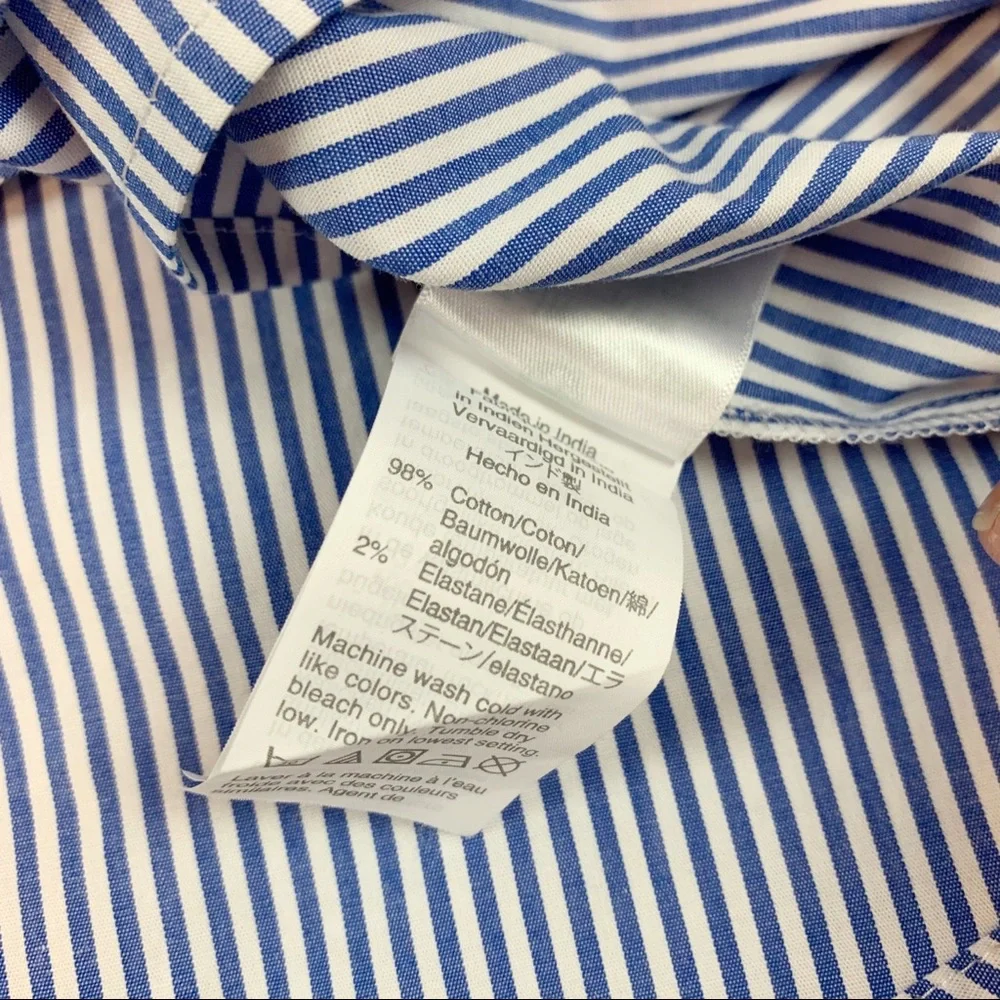 J Crew Long-sleeve ruffleneck top in stripe‎ high neck puff sleeves
